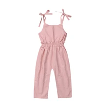 Милые для маленьких детей обувь девочек Твердые ремень комбинезон на бретелях комбинезон, комбинезон длинные штаны наряды одежда от 6 м до 5 лет