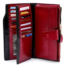 Fashion Genuine Leather Women Wallet Female Cell Phone Pocket Long Women Purses Hasp Oil Wax Leather Lady Coin Purse Card Holder hot sale women split leather wallet zipper phone pocket cowhide hasp coin purse famous brand female card holder lady clutch