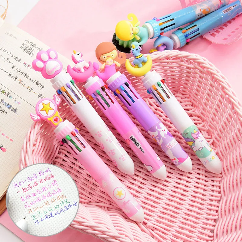 Многофункциональная 6 в 1 красочная Шариковая ручка Kawaii Единорог многоцветная