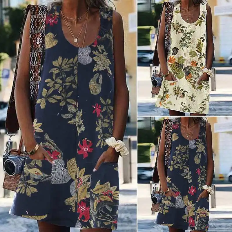 

Dress for Women Sexy Mini Vestidos 2019 ZANZEA Vintage Print Sundress Sarafan Beach Short Dresses Robe Womens Clothing Plus Size