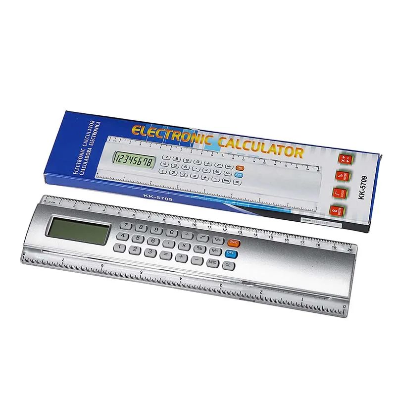 Multifunctional 20cm Ultra-thin Ruler With CalculatorMeasuring Tool School Office Woodworking