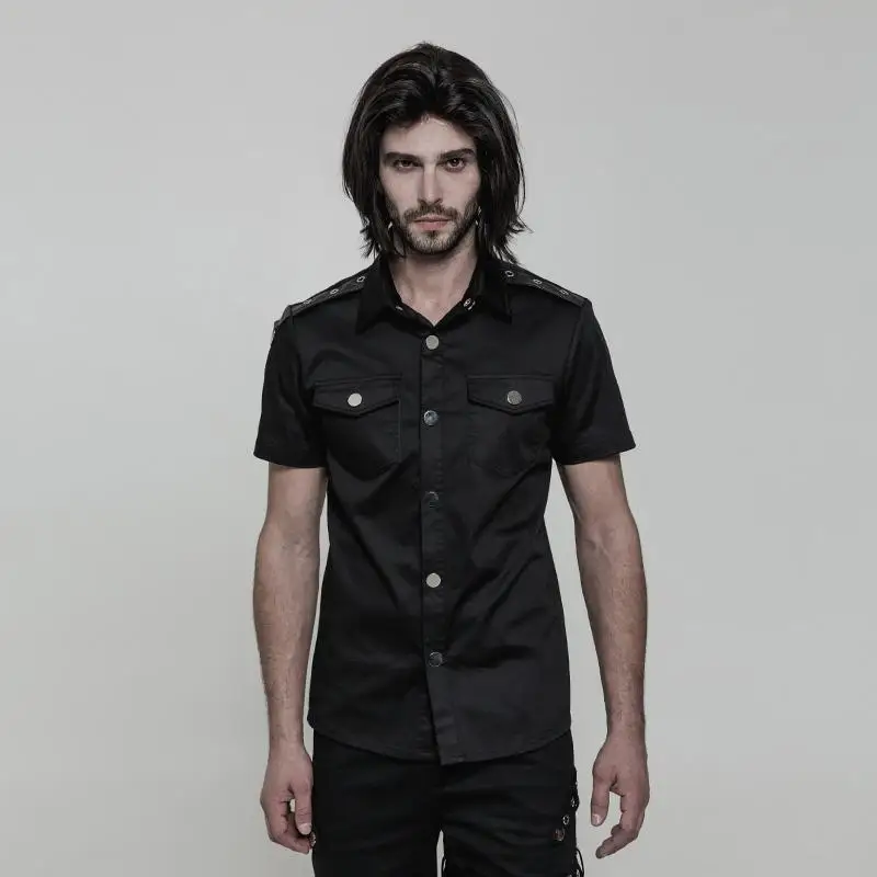 

Punk Rave Men's Simple Metal Buttons Short-Sleeve Shirt Y-860