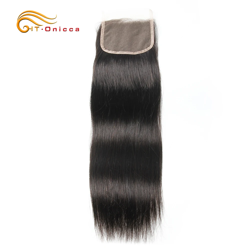 

Onicca Human Hair Closure 4x4 Peruvian Straight Lace Closure 1 Pcs Natural Color 8-18 Inch Non-Remy Hair Extension Free Shipping