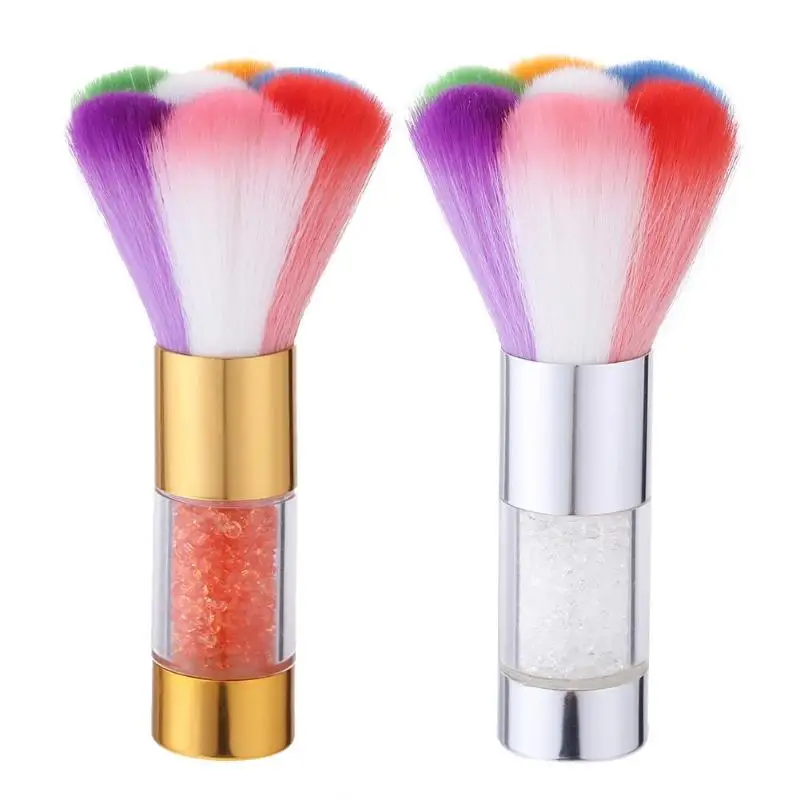 

makeup brushes Rhinestone Handle Rainbow Hair Nail Art Dust Remove Brush Glitter Powder Sequins Bead Clean Remover Tool