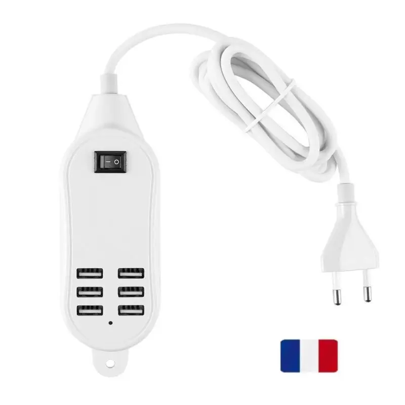 

EU/US Plug 6 USB Ports Wall Socket Phone Charger HUB Desktop Charging Power Outlet Extension Socket Power Adapter 25W 5V 5A
