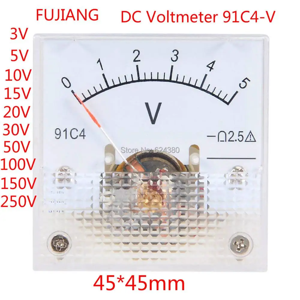 DC 0-50 V 5 V 10 V 15 V 20 V 30 V 100 V 150 V 250 V DC 0-100 V аналоговая панель Вольтметр напряжения 91C4 2.5% погрешность
