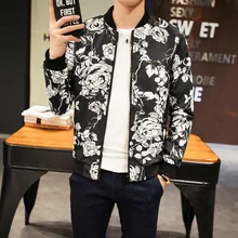 2019 spring Baseball Jackets Men Slim Fit Casual Streetwear Fashion Floral Print Bomber Jacket Mens Night Club Party Veste Homme