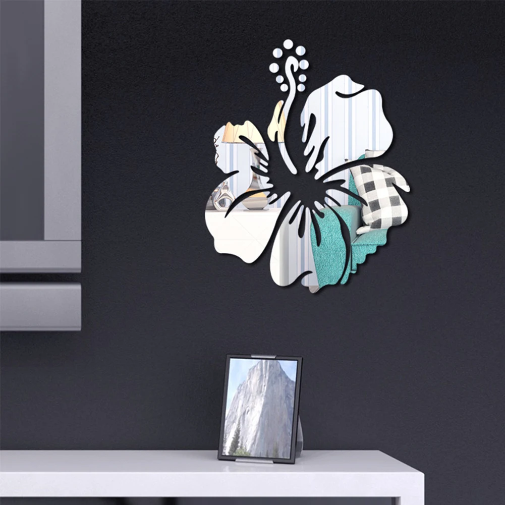 Креативная 3D Цветочная Зеркальная Наклейка Черная Золотая Серебряная акриловая зеркальная плитка для домашнего декора гибкий лист DIY