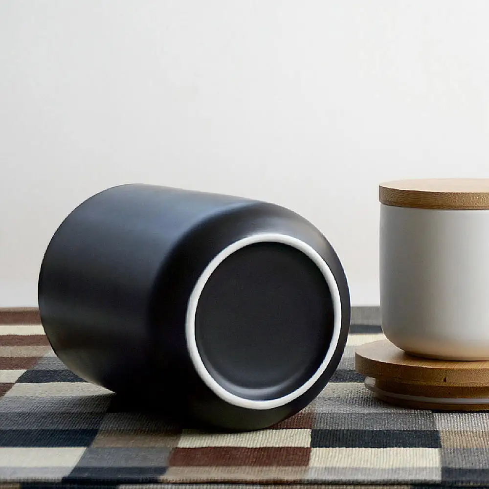 

Pot Sealed Ceramic Coffee Pot Wooden Lid Tea Bottle Cookie Jar Dried Fruit Kitchen Food Storage Jar