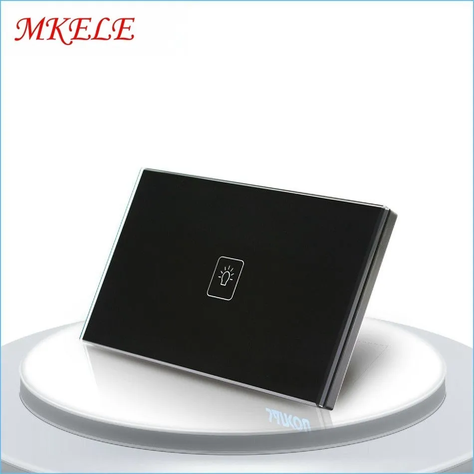 

Touch Screen Wall Switch Black Crystal Glass Panel US Standard Touch Switch 1 Gang 2 Way Light Switch Wall Socket For Lamp