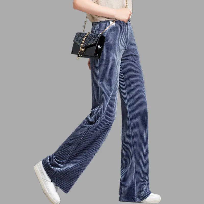 

Plus Size Women 2019 Winter Pants Sweatpants New Korean Fashion Gold Velvet Loose Wide Leg Pants Casual Pants Women Trousers