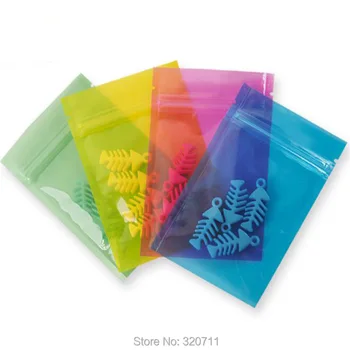 

300pcs 8*12cm 3.1"*4.7" Blue Pink Transparent color Zip lock bag Fruit Herbal Tea Snack Seal Bag Hardware Gift Plastic Bag