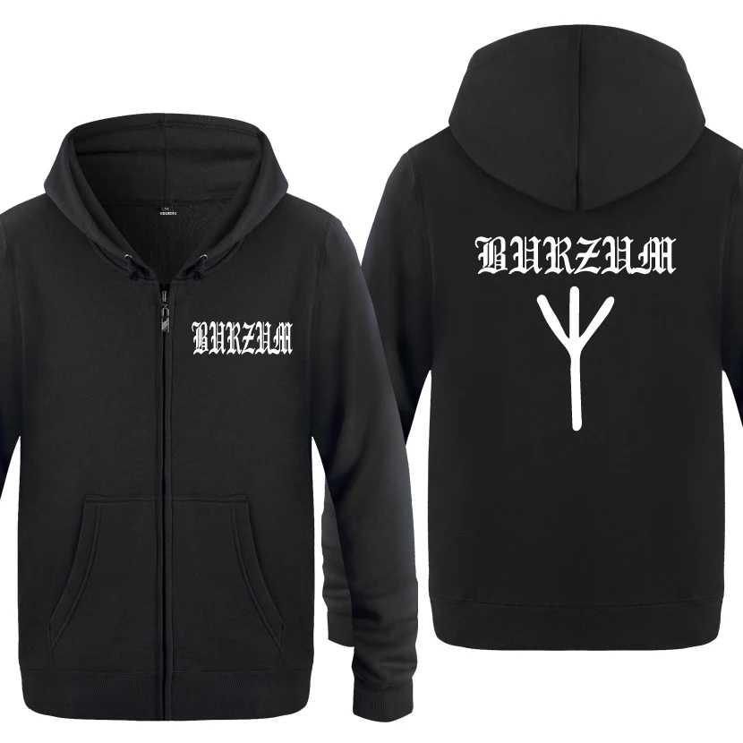 Burzum Rune Rock Music Hoodies Men 2018 Men's Fleece Zipper Cardigans Hooded Sweatshirts