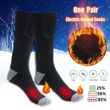 1 пара унисекс тепловой хлопок Электрический с подогревом носок открытый сноуборд катание на лыжах рыбалка Спорт Зимние ноги электрические согревающие мощные носки