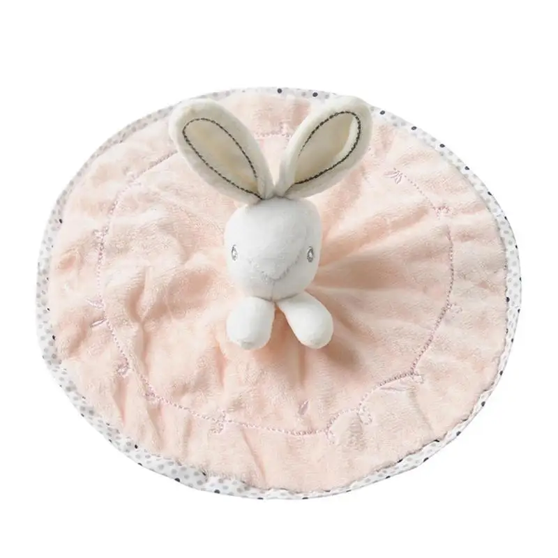 Baby Towel Cute Rabbit Velvet Rattles Appease Infants Saliva Bib Sleep Soothing Plush Soft Security Blanket Newborn Sleep Toy