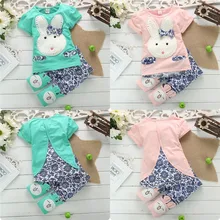 Милые комплекты одежды для маленьких мальчиков; топы с кроликом и кроликом для маленьких девочек и мальчиков; футболка+ штаны-леггинсы; комплект одежды из 2 предметов; костюм