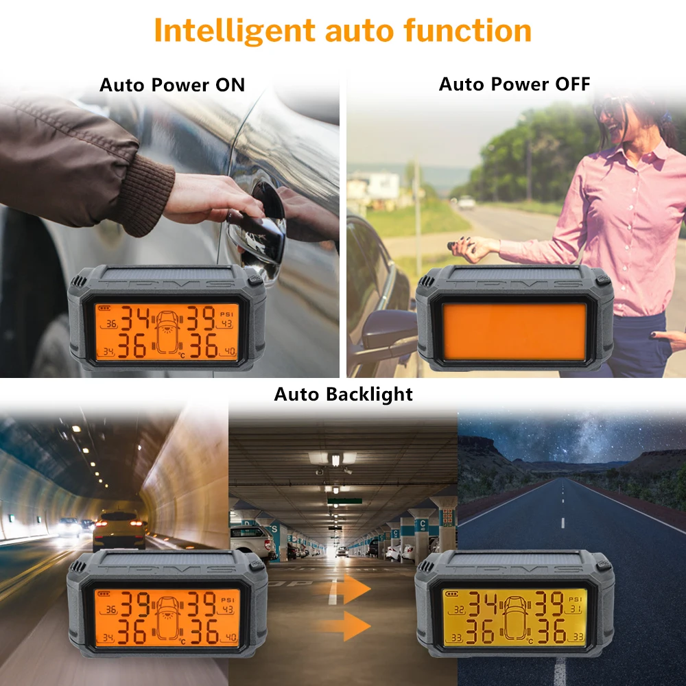 Deelife el sistema de monitoreo de presión de Sensor TPMS coche Solar de Control de presión de los neumáticos de alarma tics rueda externa los sensores internos. - 5