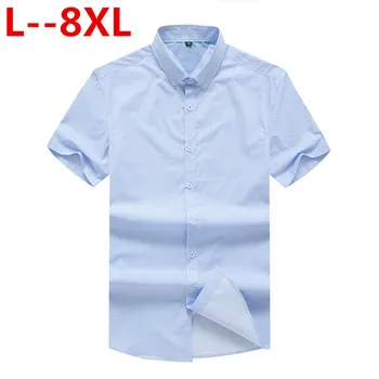 

8xl 6xl 4xl Short Sleeve Shirt Men Clothes 2019 Summer Mens Shirts Casual Slim Fit Plaid Camisa Masculina Cotton Chemise Homme