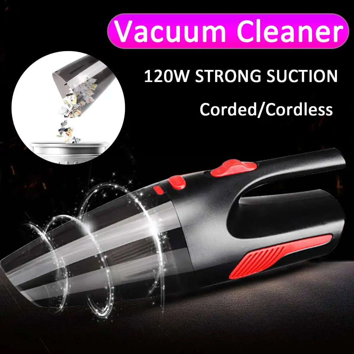 

120W 12V Cordless Hand Held Car Vacuum Cleaner Home Wet and Dry Portable Wireless Wired Vacuum Cleaner Kit For Caravan Car Auto