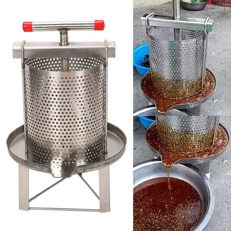 Mesh Manual Honey Press Machine Honey Press Tool Honey Extractor Stainless Steel 