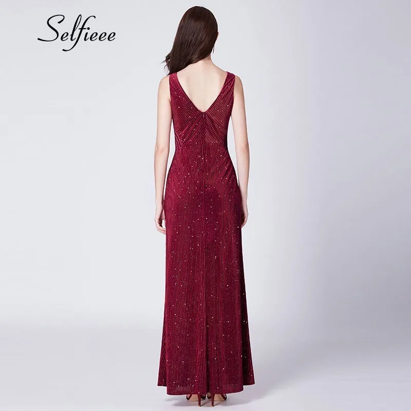 Сексуальные бордовые вечерние платья 2019 Vestidos De Fiesta новые модные весенние с v