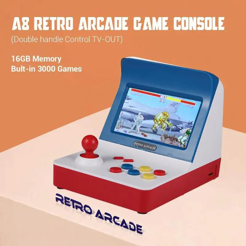 Retro Game Console A8 Gaming Machine Built-in 3000 Games Gamepad for Arcade