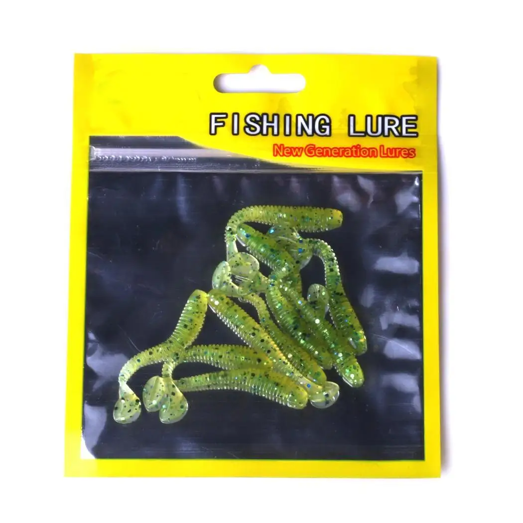 

10pcs/Pack Silicone Soft Fishing Lures T-Tail Worm artificial fishing lures. Bass Artificial Fishing Bait