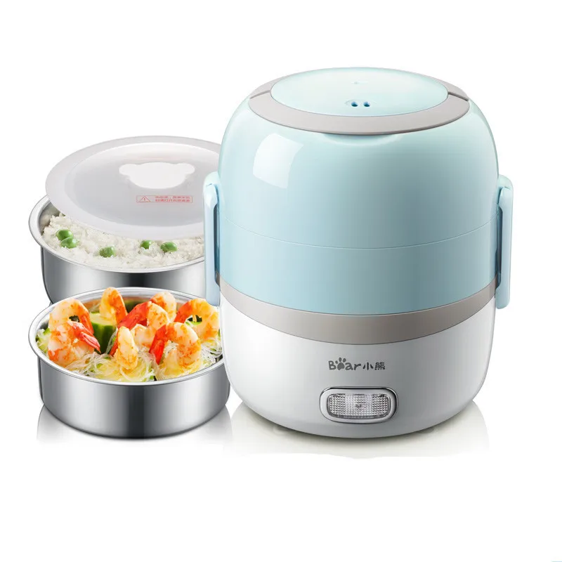 

New Lunch Box Heated Blue Thermos Container For Heated Food Containers 220v 110v Electric Stainless Steel Lunch Box