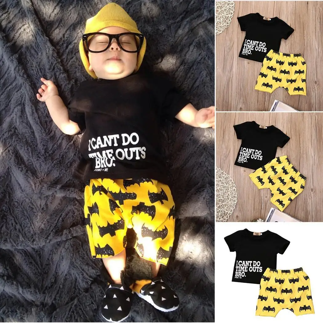 

Kids Boys Wear Short Sleeve Letter Print Summer Cute Top Children Elastic Waist Pants Casual Casual Clothing Set