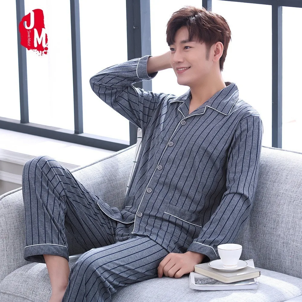 

Turn-down Collar Pyjama Men Set Cotton Spring Pijama Men Solid Long Sleeve Pajama Man Autumn Cardigan Pajama Male L XL XXL XXXL