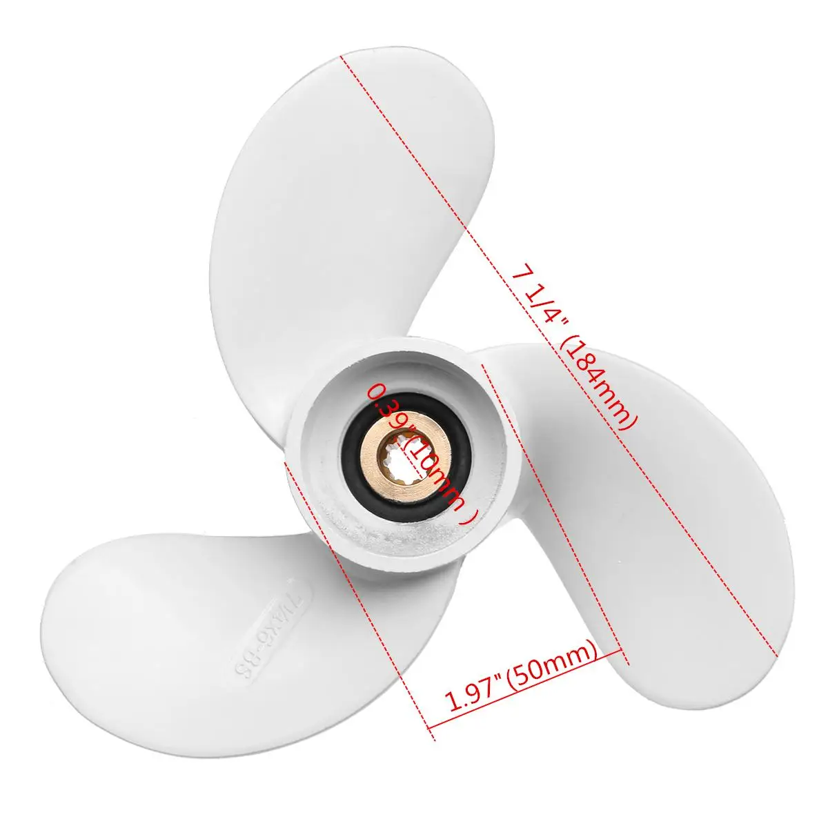 

6L5-45943-00-EL Aluminum Alloy 7 1/4 x 6 Marine Outboard Propeller For Yamaha 2.5-3HP R Rotation White 9 Spline Tooth 3 Blades