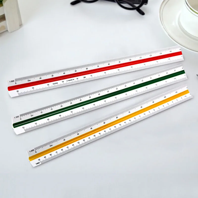 30 см-Треугольная прозрачная цветная линейка Tri Scale architects-Engineers Scale Rule