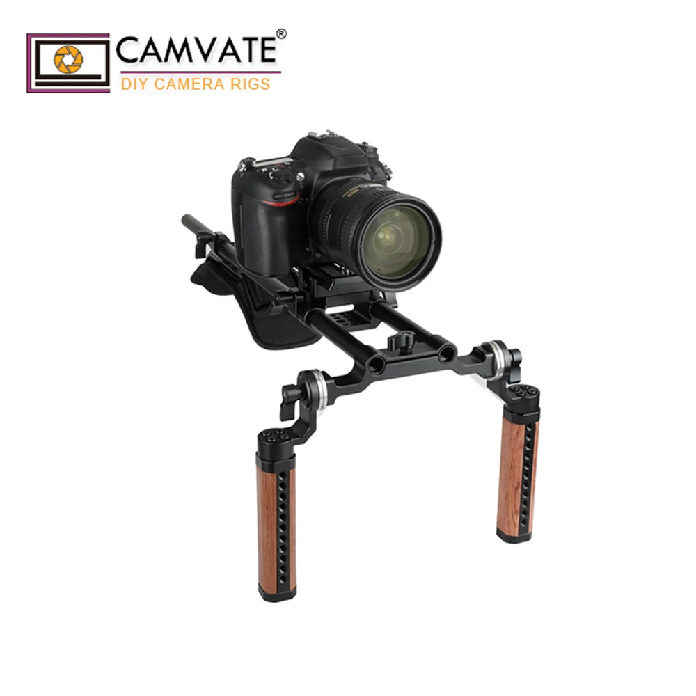 CAMVATE деревянная рукоятка и Стандартный M6 ARRI Rosette Mount & 15 мм двойной стержень зажим