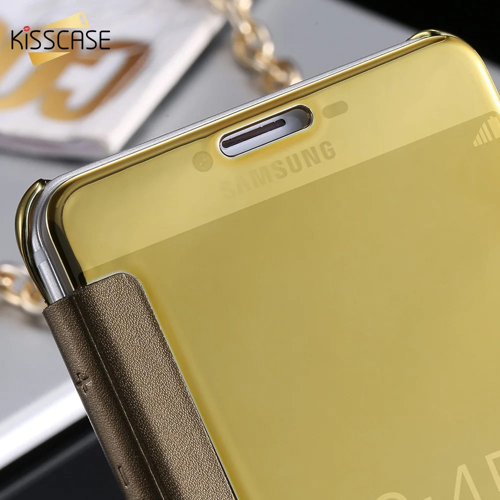 Флип Чехлы kisscase для Samsung Galaxy S8 Plus S6 S7 Edge прозрачный зеркальный чехол