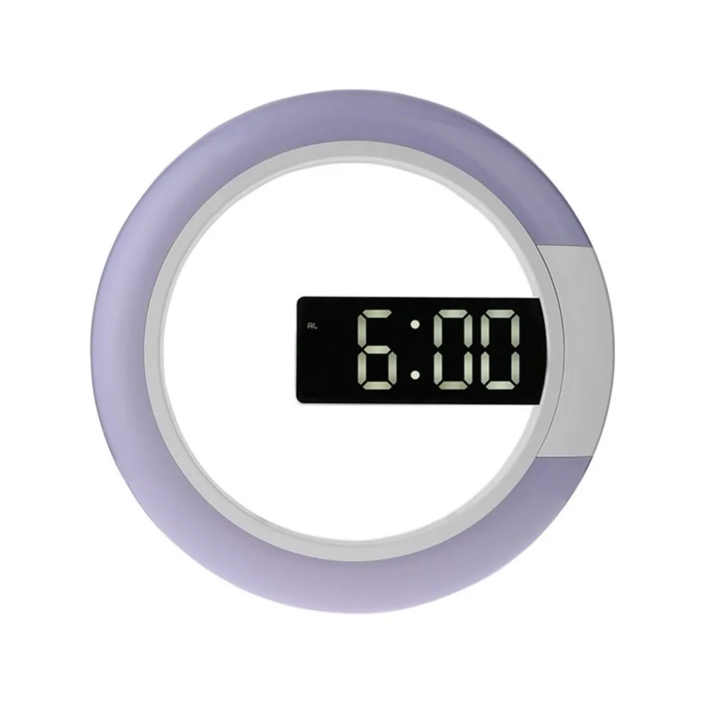 Espejo de LED hueco Relojes de pared hogar Decoración Multi-función de alarma de temperatura anillo de luz 4 colores Reloj de pared Digital Espejo de LED hueco Relojes de pared hogar Decoración Multi-función de alarma de temperatura anillo de luz 4 colores Reloj de pared Digital