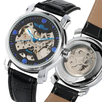 

Luxury Men Watch Skeleton Automatic Self-Wind Mechanical Watches Stainless Steel Case Casual Watch Mech Relogios Masculino