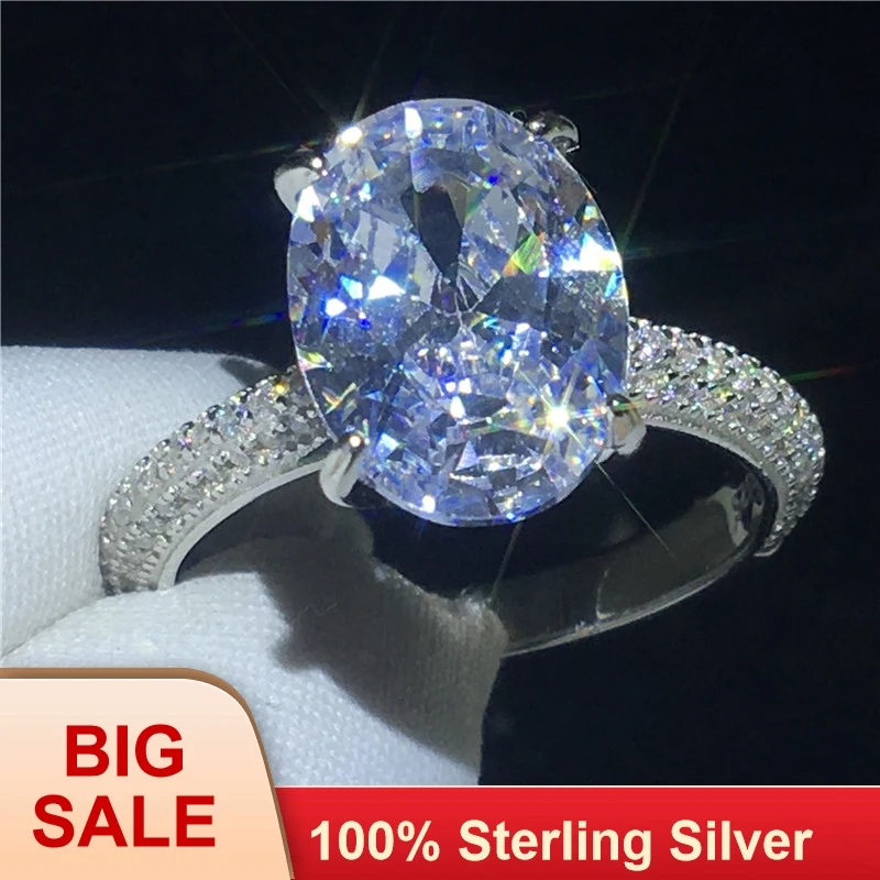 Роскошное обручальное кольцо 100% Soild Серебристый Овальный вырез 4ct AAAAA Сона Cz для