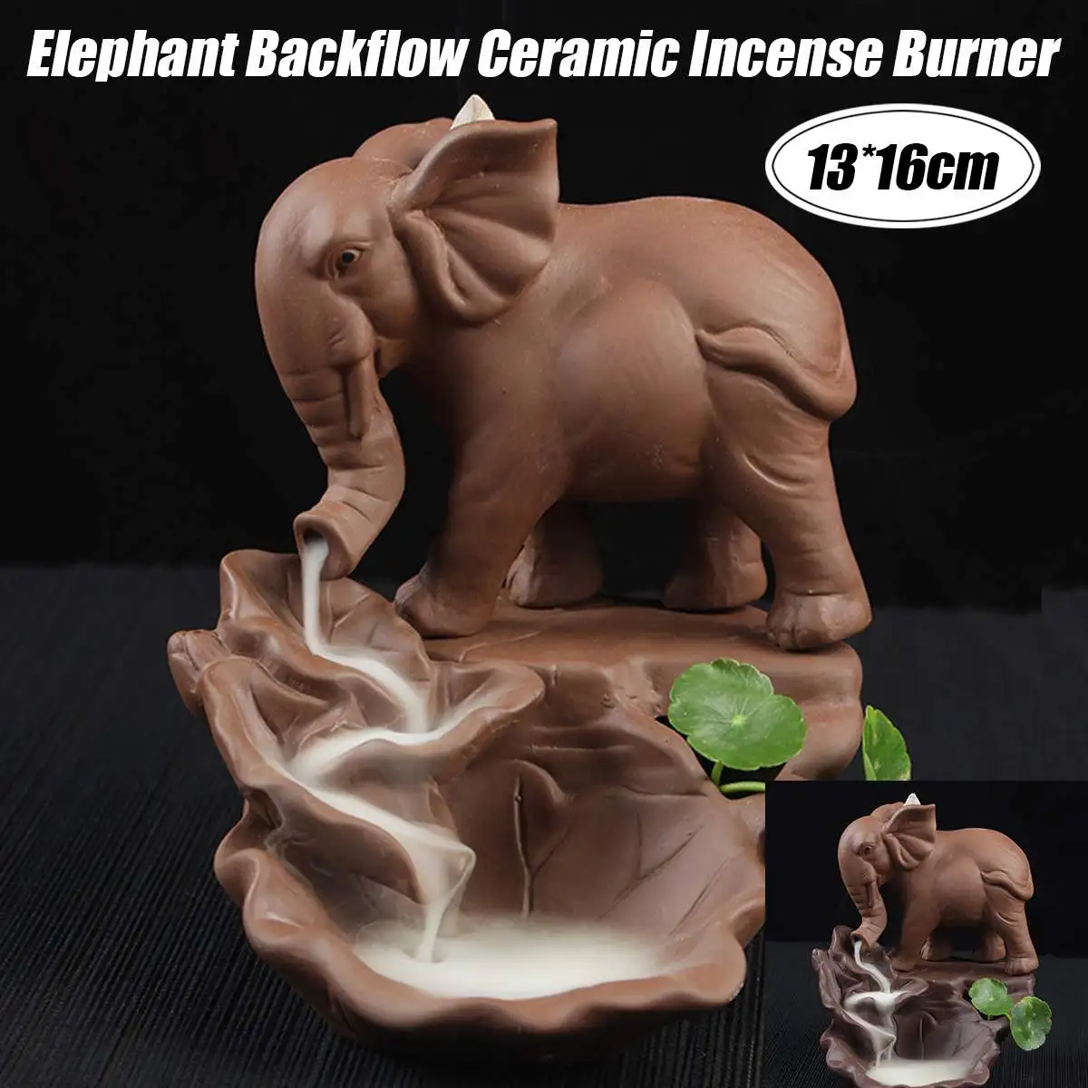 

1pcs Ceramic Elephant Backflow Incense Burner Holder Censer Purple Clay Incense Censer Home Office Aromatherapy Furnace Decor
