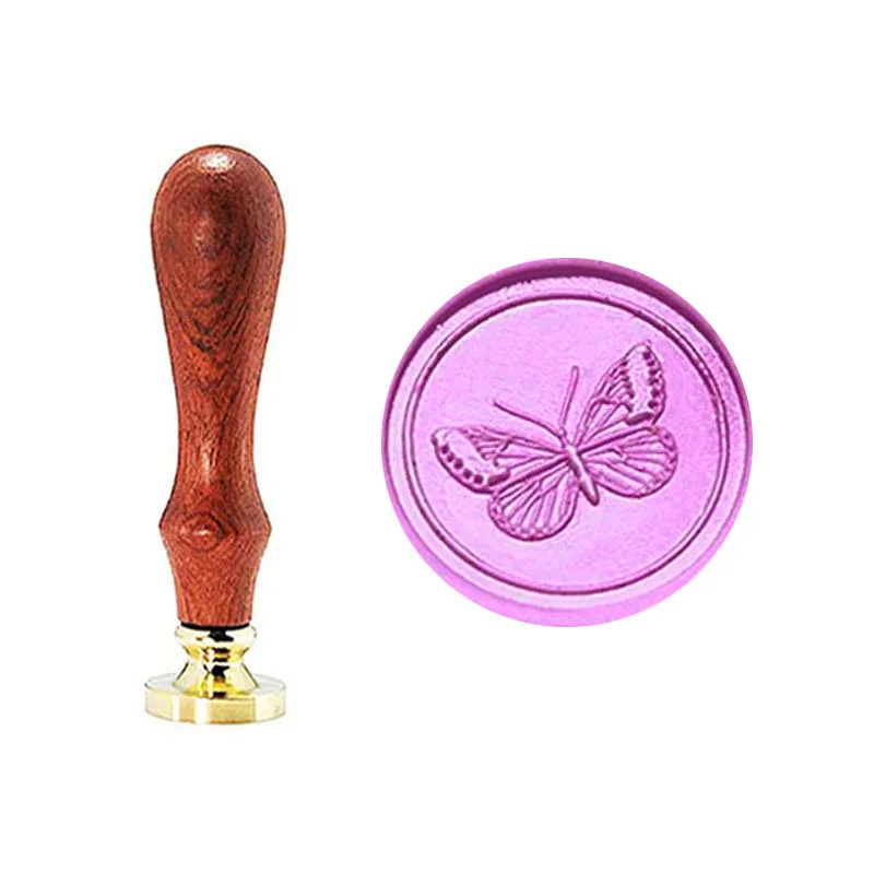  Vintage Butterfly Custom Picture Logo Wedding Invitation Wax Seal Sealing Stamp Rosewood Handle Set - 33004699649