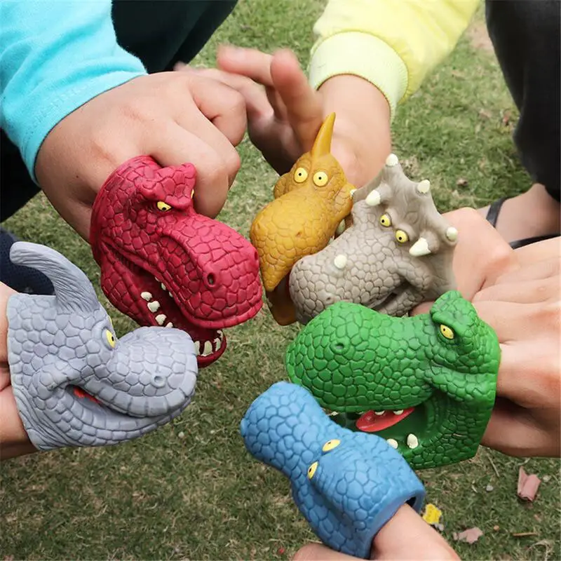 

MINOCOOL 6PCS/lot Cartoon Dinosaur Finger Doll Latex Dinosaur Models Finger Puppet Soft Rubber Dinosaur Toys