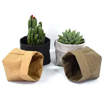 

Washable Kraft Paper Container Decorative Reusable Paper Bag Organizer Flowerpot Cover Toy for Decoration and Storage