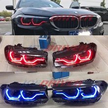 Icedriver для BMW 5 серии ангельские глазки DRL RGB многоцветный светодиодный панели F10 F11 F18 G30 дневные ходовые огни красный синий Демон глаз