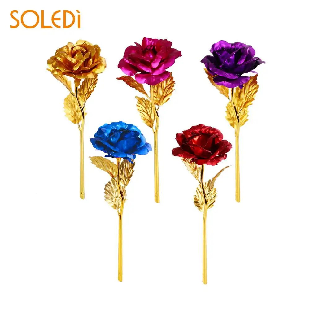 24k gold plated golden rose flowers anniversary valentine's day lovers' gift ES 