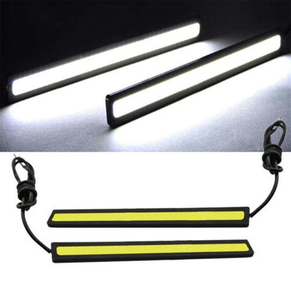 

Pair Universal Car Led Strip Waterproof COB DRL Bar Aluminum Stripes Panel Car Working Light Ultra Thin Led Driving Fog Daylight
