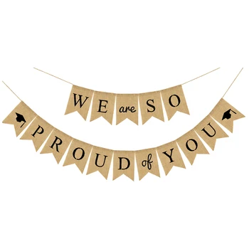 

2Pc Graduation Banner Portative Utility Burlap Durable Party Decoration Supplies Congratulation Sign Bunting Garland