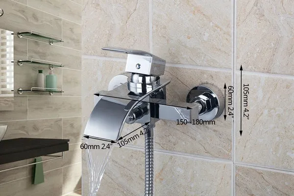 KEMAIDI современный настенный хромированный смеситель для душа смеситель для ванной кран для ванной Водопад Носик с ручкой душ