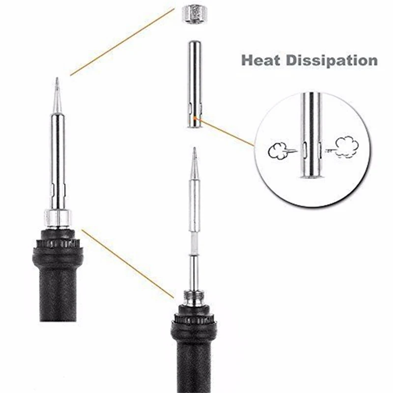 Eu Plug,60W 220V Electric Soldering Iron Kit With Power Switch Adjustable Temperature Knob Welding Tool
