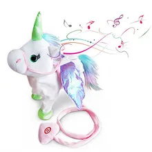 33 см Электрический ходячий единорог плюшевые игрушки чучело игрушка электронная музыка для детей рождественские подарки говорящая кукла