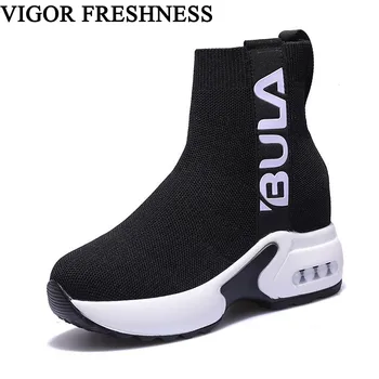 

VIGOR FRESHNESS Woman Ankle Boots Women Shoes Elastic Spring Sock Boots Motorcycle Ladies Autumn Boots Winter Shoes WY377