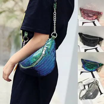 

Holographic Fanny Pack Sequins Bling Laser Leather Waist Bag Shiny Waterproof Bag Phone Thigh Zipper Up Belt Bag